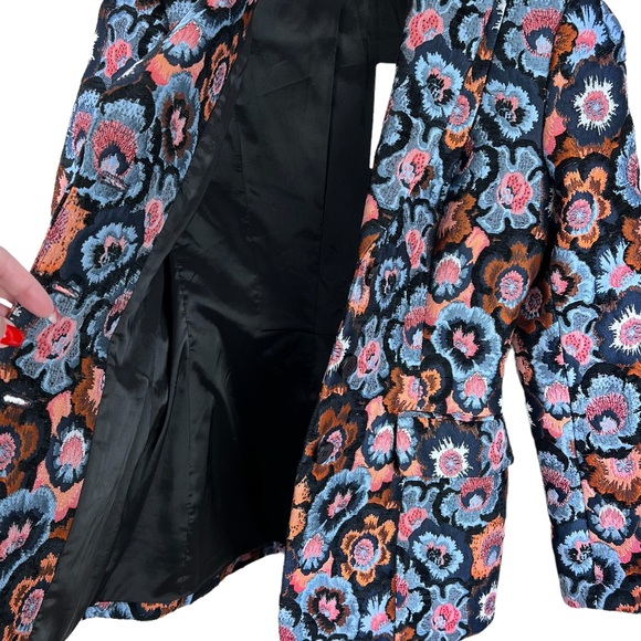 SOLD NWT THEORY Floral Print Embroidered Blazer Riding Jacket 2 Floral Jacquard - Picture 6 of 12